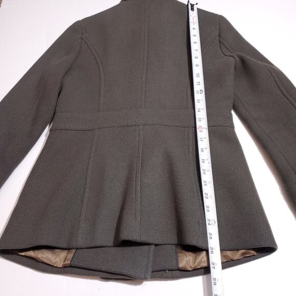 J. Crew Stadium Cloth Nello Gori Olive Green Double Breasted Pea Coat Size 4 - Picture 14 of 14